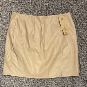 a new day Cream Faux Leather Mini Skirt